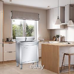 Commercial Stainless Steel Sink Cabinet, Freestanding Kitchen Dishwashing Sink