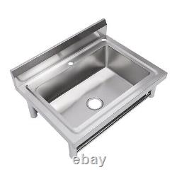 Commercial Stainless Steel Utility Prep Sink 1 Compartment with Basins Backsplash