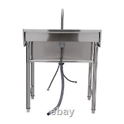 Commercial Stainless Steel Utility Prep Sink 1 Compartment with Basins Backsplash