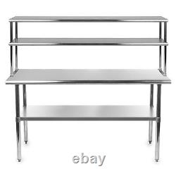 Commercial Stainless Steel Work Table with 2 Tier Overshelf