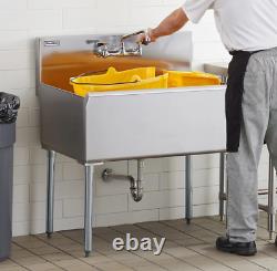 Commercial Utility Prep 1 Sink Compartment Bowl 36 x 24 x 14 Stainless Steel