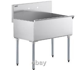 Commercial Utility Prep 1 Sink Compartment Bowl 36 x 24 x 14 Stainless Steel