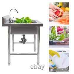 Commercial Utility Prep Sink Stainless Steel Kitchen Sink Bowl 1Compartment 11kg