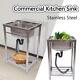 Commercial Utility Sink Stainless Steel Basin Freestanding Kitchen Sink+storage