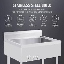 Commercial Utility Sink Stainless Steel Kitchen Sink 1 Compartment with Faucet