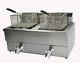Commercial Electric Chip Fish Fryer 10 Litre Double Twin Basket With Drain Taps