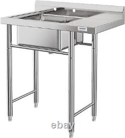 Commercial kitchen stainless steel utility sink 36/39 inches wide