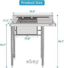 Commercial kitchen stainless steel utility sink 36/39 inches wide