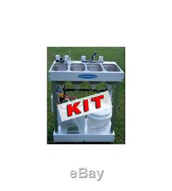Concession Sink KIT WITH PARTS. 3 Compartment with Hot Water, Hand Washing