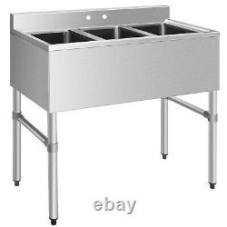 Costway 3 Compartment Stainless Steel Kitchen Commercial Sink Heavy Duty New