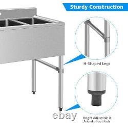 Costway 3 Compartment Stainless Steel Kitchen Commercial Sink Heavy Duty New