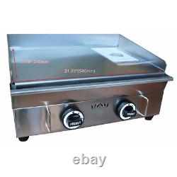 Countertop Gas Griddle Flat Hot Plate Grill Portable 2 Burner Camp Barbecues