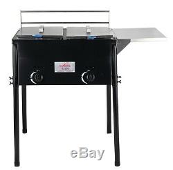 Double Propane Gas Deep Fryer Burner With 2 Baskets for Outdoor Cooking