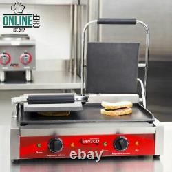 Double Smooth Top & Bottom Commercial Panini Sandwich Grill Press Resto