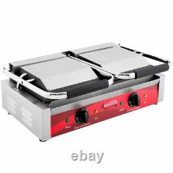 Double Smooth Top & Bottom Commercial Panini Sandwich Grill Press Resto