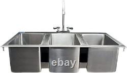 Drop Sink Commercial Kitchen 3 Compartment Drop in Sink 10x14x10 NSF
