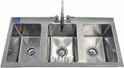 Drop Sink Commercial Kitchen 3 Compartment Drop in Sink 37.5x18.5 NSF