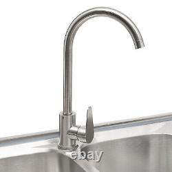 Dual-Bowl Commercial Kitchen Sink Free Standing Restaurant Sink Stainless Steel