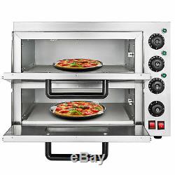 Electric 3000W Pizza Oven Double Deck Bakery 110V Restaurant Bake Broiler