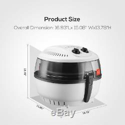 Electric Air Fryer Oil-Less Timer Temperature Control Roaster 7.4QT White