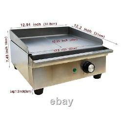 Electric Countertop Griddle 1.2KW Restaurant Kitchen Flat Top Grill BBQ Cooker