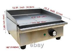 Electric Countertop Griddle 1.2KW Restaurant Kitchen Flat Top Grill BBQ Cooker