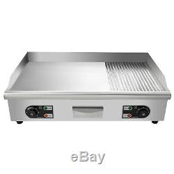 Electric Grill Grooved and Flat Top Grill Combo 30-inch Commercial Griddle Grill