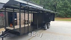 Enclosed BBQ Smoker Grill Trailer Roof Food Truck Concession Mobile Kitchen Fair