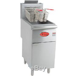 FF300 Commercial Natural Gas or Propane 40lb Stainless Steel Floor Deep Fryer