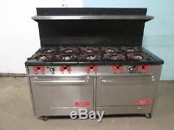 FRANKLIN CHEF HD COMMERCIAL (NSF) NATURAL GAS 10 BURNERS STOVE/RANGE with2 OVENS