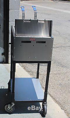 Food Cart, Double Fryer, Stainless Steel, Portable