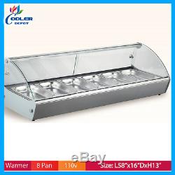 Food Warmer 8 Pan Hot Display Case Showcase Glass Counter top Cooler Depot USA