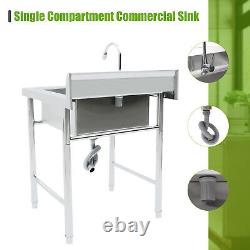 Free Standing Commercial Kitchen Sink Stainless Steel Catering Washing Bowl