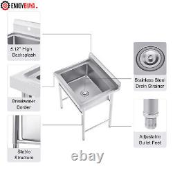 Free Standing Commercial Kitchen Sink Stainless Steel Catering Washing Bowl