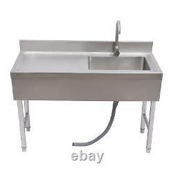 Free Standing Single Bowl Commercial Kitchen Sink Set with 1 Drainboard Sink Table