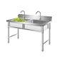 Free Standing Utility Sink Stainless Steel 2 Compartment Commercial Kitchen Sink