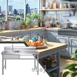 Freestanding Commercial Utility Sink Stainless Steel Kitchen Sink Indoor/Outdoor