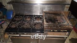 Garland 6 Burner Stove Gas Range with 24 Flat Grill Griddle Broiler Double Ovens
