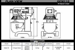General Commercial Planetary Mixer 10 Quart. 5 HP Motor 120v Model Gem110