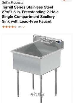 Griffin Products Scullery Sink 42 x 27 x 28 With Sink Strainer Stainless Steel