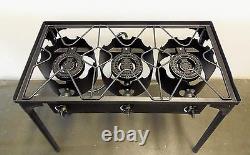 HD Triple Burner Cast Iron Outdoor Stove Canning Beer Brewing with Regulator