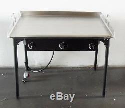 HEAVY 36 x 22 Wide Stainless Steel Flat Top Griddle Grill Double Burner Stove