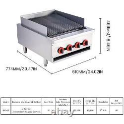 Hakka 24 Radiant Gas Charbroiler Countertop Gas Grill with 4 Burners 80,000 BTU