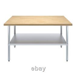 Heavy Duty Maple Wood Top Work Table with Adjustable Undershelf