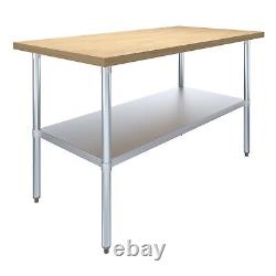Heavy Duty Maple Wood Top Work Table with Adjustable Undershelf