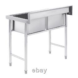 Heavy Duty Stainless Steel 304 Kitchen Commercial Utility Sink Two 2 Compartment