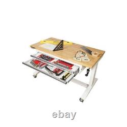 Husky Worktable Tool Storage 46 Adjustable Height with 2-Drawers Steel White