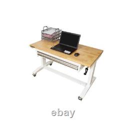 Husky Worktable Tool Storage 46 Adjustable Height with 2-Drawers Steel White