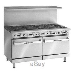 IMPERIAL RANGE 60IN GAS RESTAURANT RANGE With10 BURNERS & TWO 26.5 OVENS IR-10