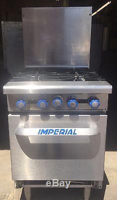 IMPERIAL RANGE IR-4 24 STOVE 4 OPEN BURNER with OVEN & RISER COMMERCIAL STAINLESS